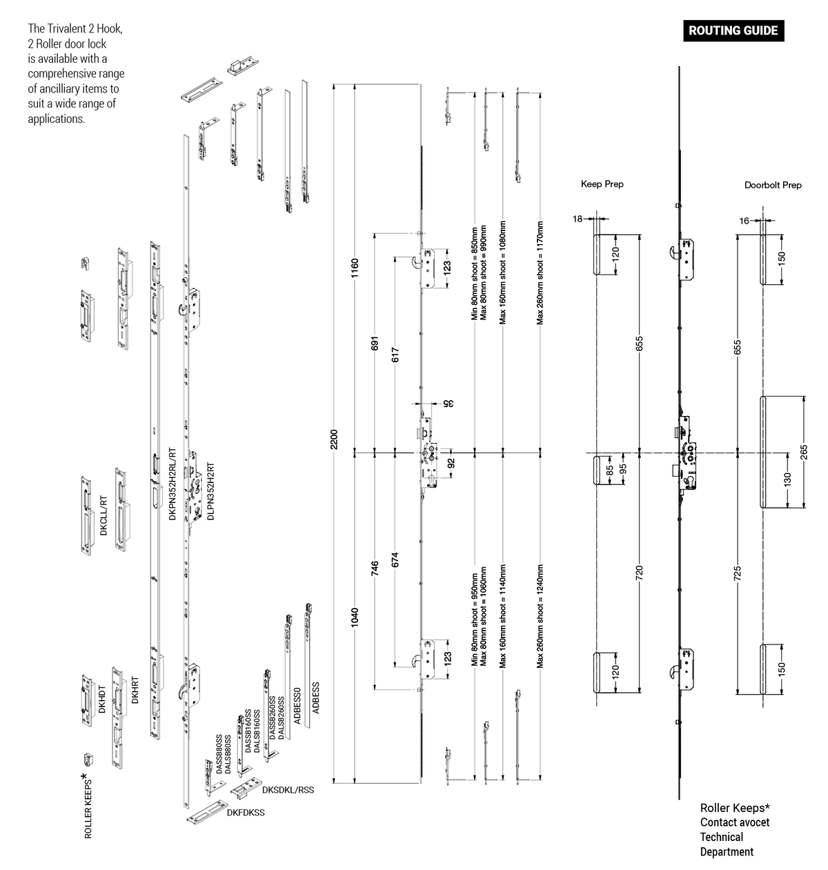 Pioneer - 2 Hook, 2 Roller Door Bolt